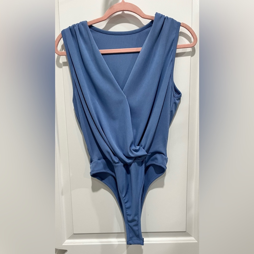 SHEIN Light Blue Ribbed Top
